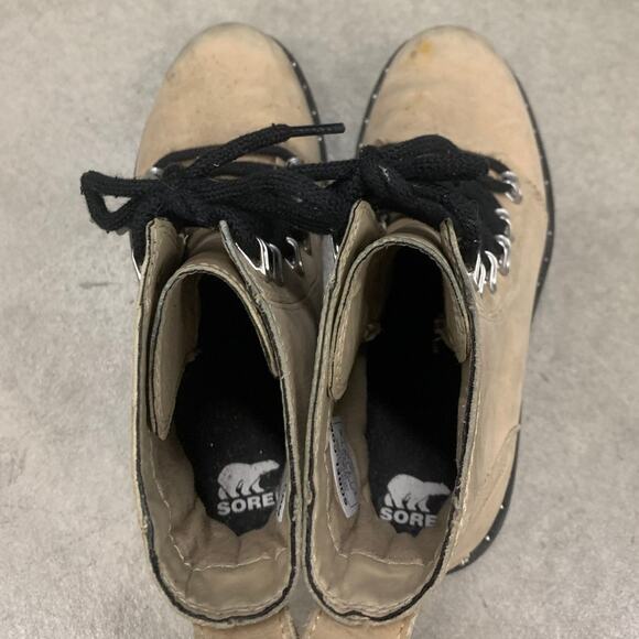 Sorel Lennox‎ Lace Suede Tan Combat Boots NL 3701-251 Women's Size US 9 - Picture 9 of 13